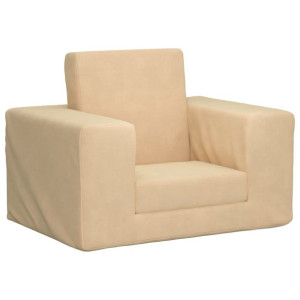Sofa dziecięca, kremowa, miękki plusz