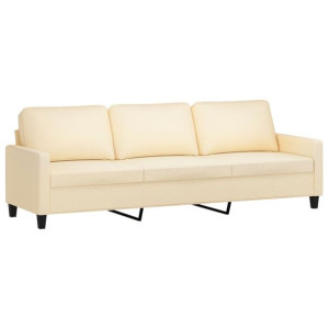 3-osobowa sofa, kremowa, 210 cm, tapicerowana tkaniną