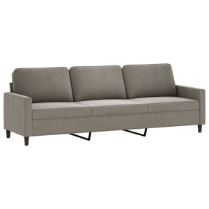Sofa 3-osobowa, jasnoszary, 210 cm, obita aksamitem