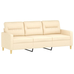 3-osobowa sofa, kremowa, 180 cm, tapicerowana tkaniną