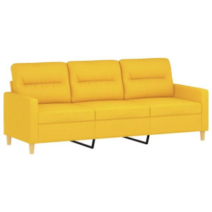 Sofa 3-osobowa, jasnożółta, 180 cm, tapicerowana tkaniną