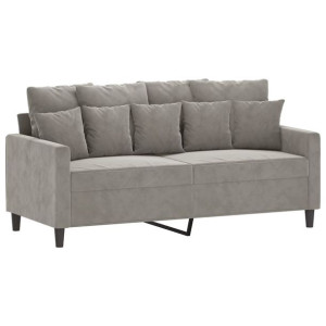 Sofa 2-osobowa, jasnoszara, 140 cm, tapicerowana aksamitem