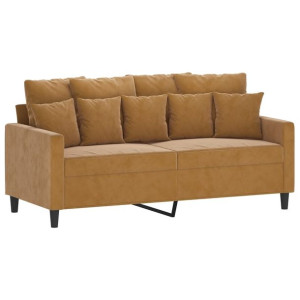 Sofa 2-osobowa, brązowa, 140 cm, tapicerowana aksamitem