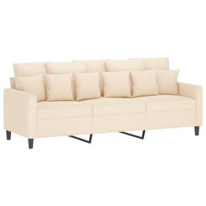 Sofa 3-osobowa, kremowy, 180 cm, tapicerowana aksamitem