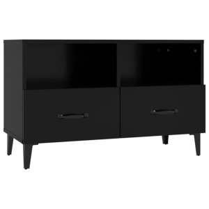 Szafka pod TV, czarna, 80x36x50 cm, materiał drewnopochodny