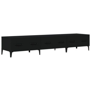 Szafka pod TV, czarna, 150x34,5x30 cm, materiał drewnopochodny