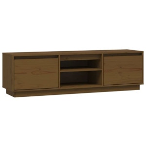 Szafka pod TV, miodowy brąz, 140x35x40 cm, lite drewno sosnowe