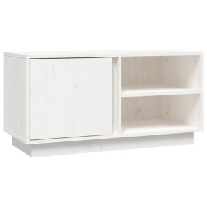Szafka pod telewizor, biała, 80x35x40,5 cm, lite drewno sosnowe