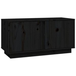 Szafka pod TV, czarna, 80x35x40,5 cm, lite drewno sosnowe