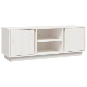 Szafka pod telewizor, biała, 110x35x40,5cm, lite drewno sosnowe