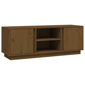 Szafka pod TV, miodowy brąz, 110x35x40,5cm, lite drewno sosnowe