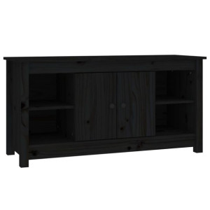 Szafka telewizyjna, czarna, 103x36,5x52 cm, lite drewno sosnowe