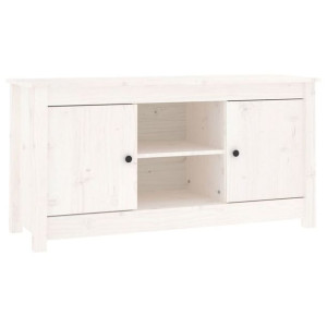 Szafka telewizyjna, biała, 103x36,5x52 cm, drewno sosnowe