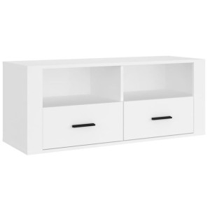 Szafka pod TV, biała, 100x35x40 cm, materiał drewnopochodny