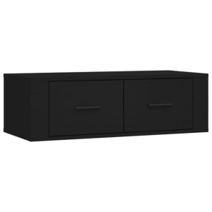 Wisząca szafka TV, czarna 80x36x25 cm materiał drewnopochodny