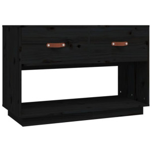 Szafka pod TV, czarna, 90x40x60 cm, lite drewno sosnowe
