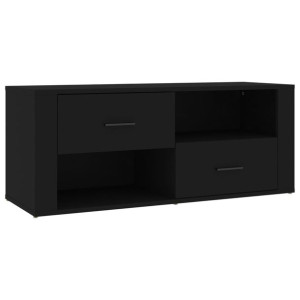 Szafka pod TV, czarna, 100x35x40 cm, materiał drewnopochodny