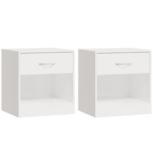 Szafki nocne z szufladą, 2 szt.,biały o wysokim połysku