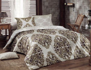 Pościel bawełniana PAPIRUS BROWN/160x200 COTTONLOVE EXCLUSIVE
