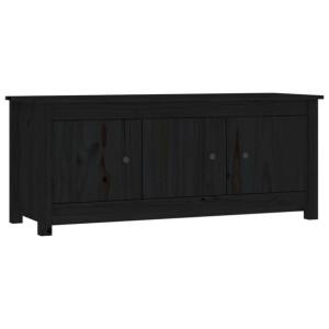 Szafka na buty, czarna, 110x38x45,5 cm, lite drewno sosnowe