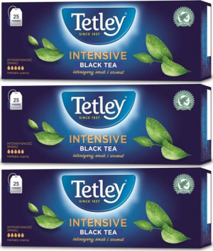 Herbata czarna w torebkach Tetley Intensive Black 25szt - 2g x3