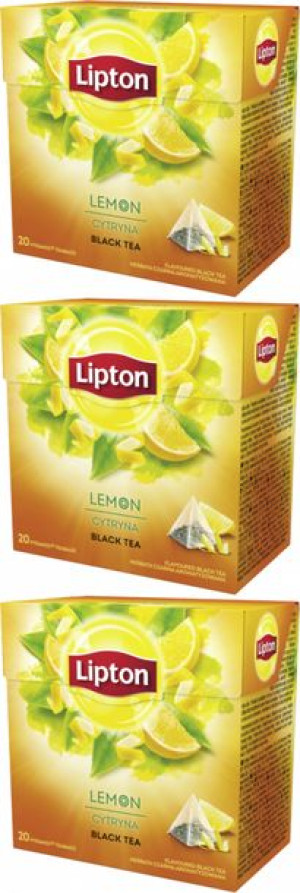 Herbata czarna aromatyzowana w piramidkach Lipton cytryna 20szt - 1.2g x3