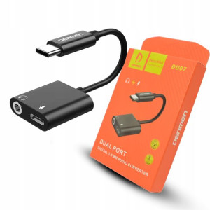 Adapter Audio Typ-C Jack + Zasilanie 2W1 Black