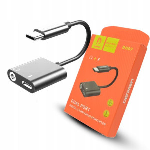 Adapter Audio Typ-C Jack + Zasilanie 2W1 Silver