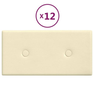 Panele ścienne, 12 szt., kremowe, 30x15 cm, sztuczna skóra