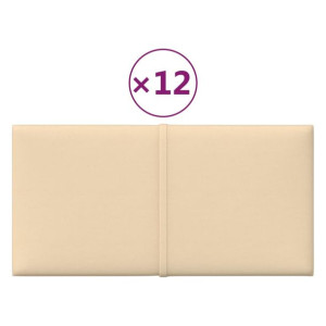 Panele ścienne, 12 szt., kremowe, 30x15 cm, tkanina, 0,54 m²