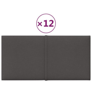 Panele ścienne, 12 szt, ciemnoszare, 30x15 cm, tkanina, 0,54 m²
