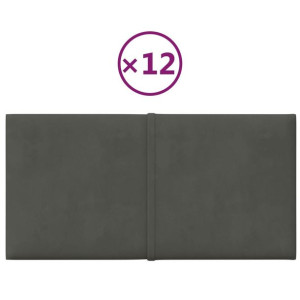 Panele ścienne, 12 szt, ciemnoszare, 30x15 cm, aksamit, 0,54 m²