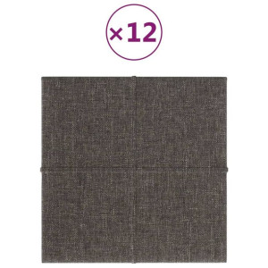 Panele ścienne, 12 szt, ciemnoszare, 30x30 cm, tkanina, 1,08 m²