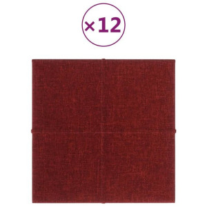 Panele ścienne, 12 szt, kolor wina, 30x30 cm, tkanina, 1,08 m²