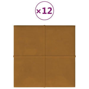 Panele ścienne, 12 szt., brązowe, 30x30 cm, aksamit, 1,08 m²