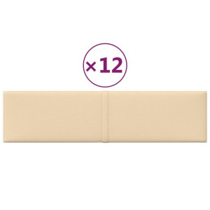 Panele ścienne, 12 szt., kremowe, 60x15 cm, tkanina, 1,08 m²