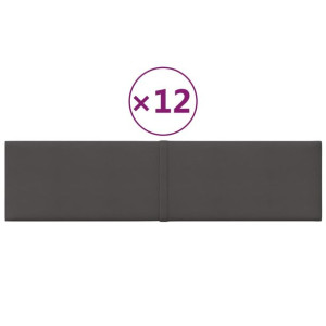 Panele ścienne, 12 szt, ciemnoszare, 60x15 cm, tkanina, 1,08 m²
