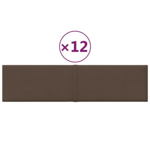 Panele ścienne, 12 szt., brązowe, 60x15 cm, tkanina, 1,08 m²