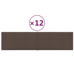 Panele ścienne, 12 szt, kolor taupe, 60x15 cm, tkanina, 1,08 m²