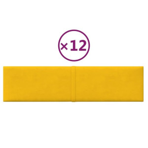 Panele ścienne, 12 szt., żółty, 60x15 cm, aksamit, 1,08 m²