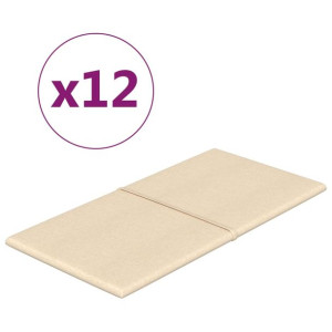 Panele ścienne, 12 szt., kremowe, 60x30 cm, tkanina, 2,16 m²