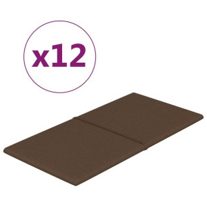 Panele ścienne, 12 szt., brązowe, 60x30 cm, tkanina, 2,16 m²