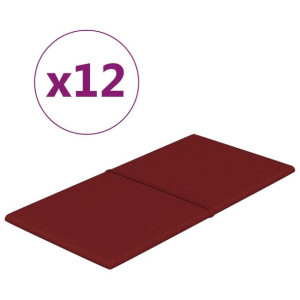 Panele ścienne, 12 szt, kolor wina, 60x30 cm, tkanina, 2,16 m²