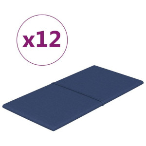Panele ścienne, 12 szt, niebieska, 60x30 cm, tkanina, 2,16 m²