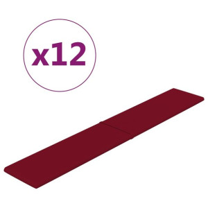 Panele ścienne, 12 szt, kolor wina, 90x15 cm, aksamit, 1,62 m²