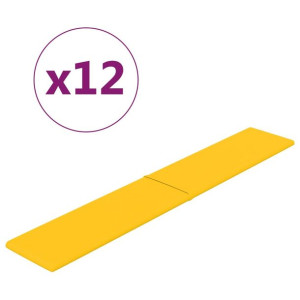 Panele ścienne, 12 szt., żółte, 90x15 cm, aksamit, 1,62 m²