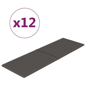 Panele ścienne, 12 szt, ciemnoszare, 90x30 cm, tkanina, 3,24 m²