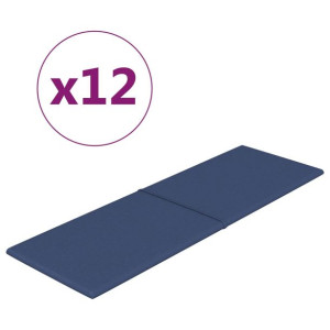 Panele ścienne, 12 szt., niebieskie, 90x30 cm, tkanina, 3,24 m²
