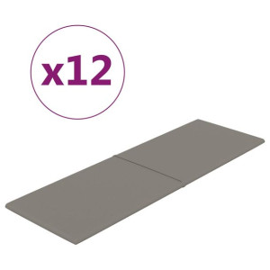 Panele ścienne, 12 szt., jasnoszare, 90x30 cm, aksamit, 3,24 m²