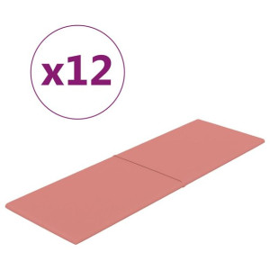 Panele ścienne, 12 szt., różowe, 90x30 cm, aksamit, 3,24 m²